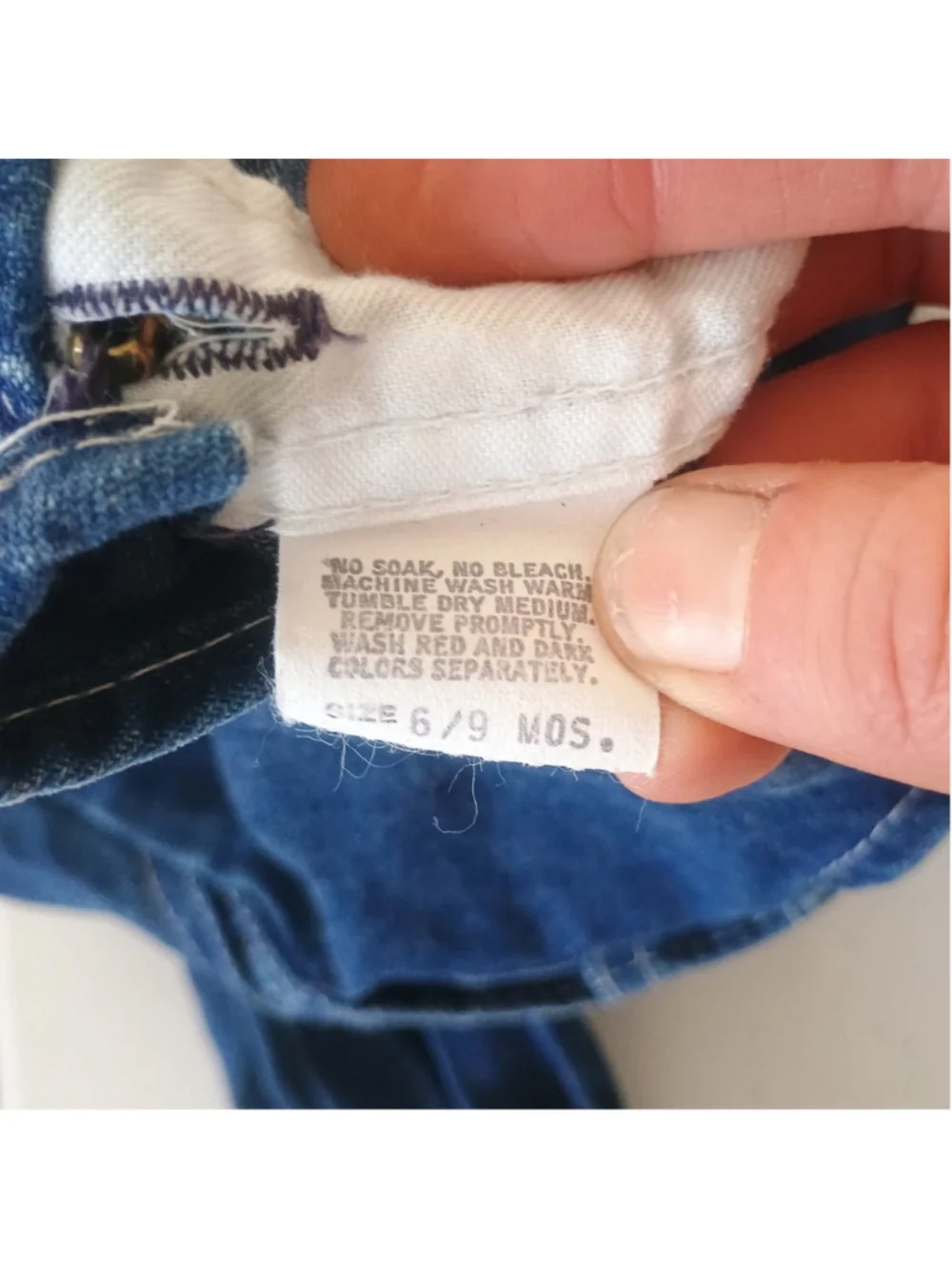 Vintage Oshkosh Blue Jean Denim Footed Bib Overalls Baby 6/9 Mos